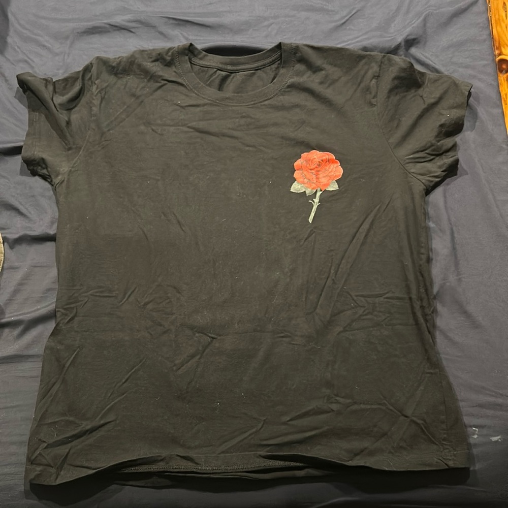 Black T-Shirt with rose